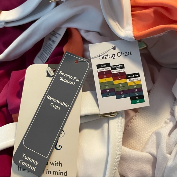 Terra & Sky One Piece Swim Suit Bathing Suit Size 1X White Coral Raspberry Color - Picture 4 of 6